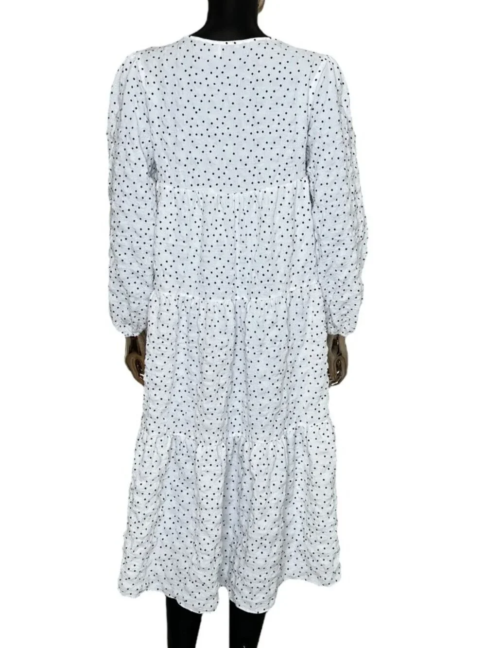 ASOS White Black Polka Dot Tiered Midi Dress Size US 8 UK 12